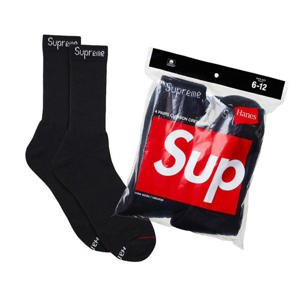 Supreme x Hanes Crew Socks (Black)